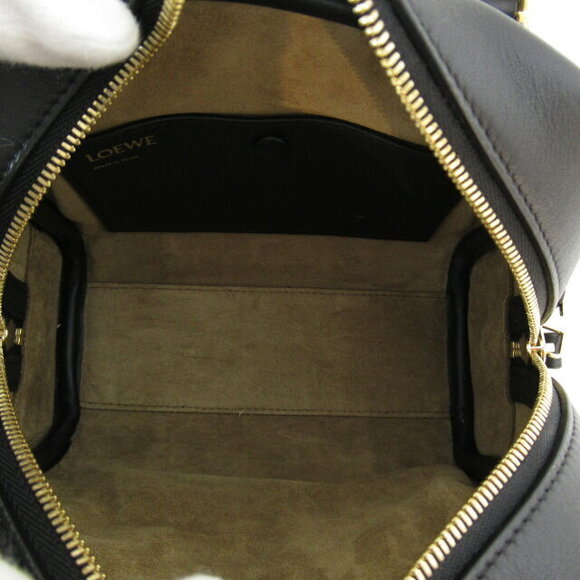 Loewe Amazona Square Bag Calfskin Handbag Jacquard Navy Blue Black - Picture 5 of 9